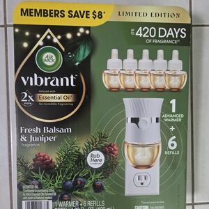 Air Wick Vibrant Fresh Balsam & Juniper Scented Oil Warmer with Refills